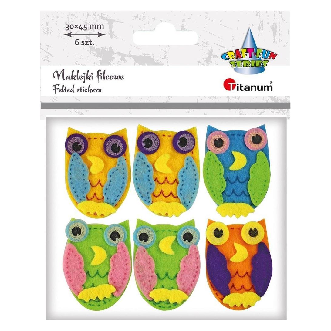 Titanum Eulen-Filzaufkleber 30x45mm 6St. (6 Sticker) (47816305)