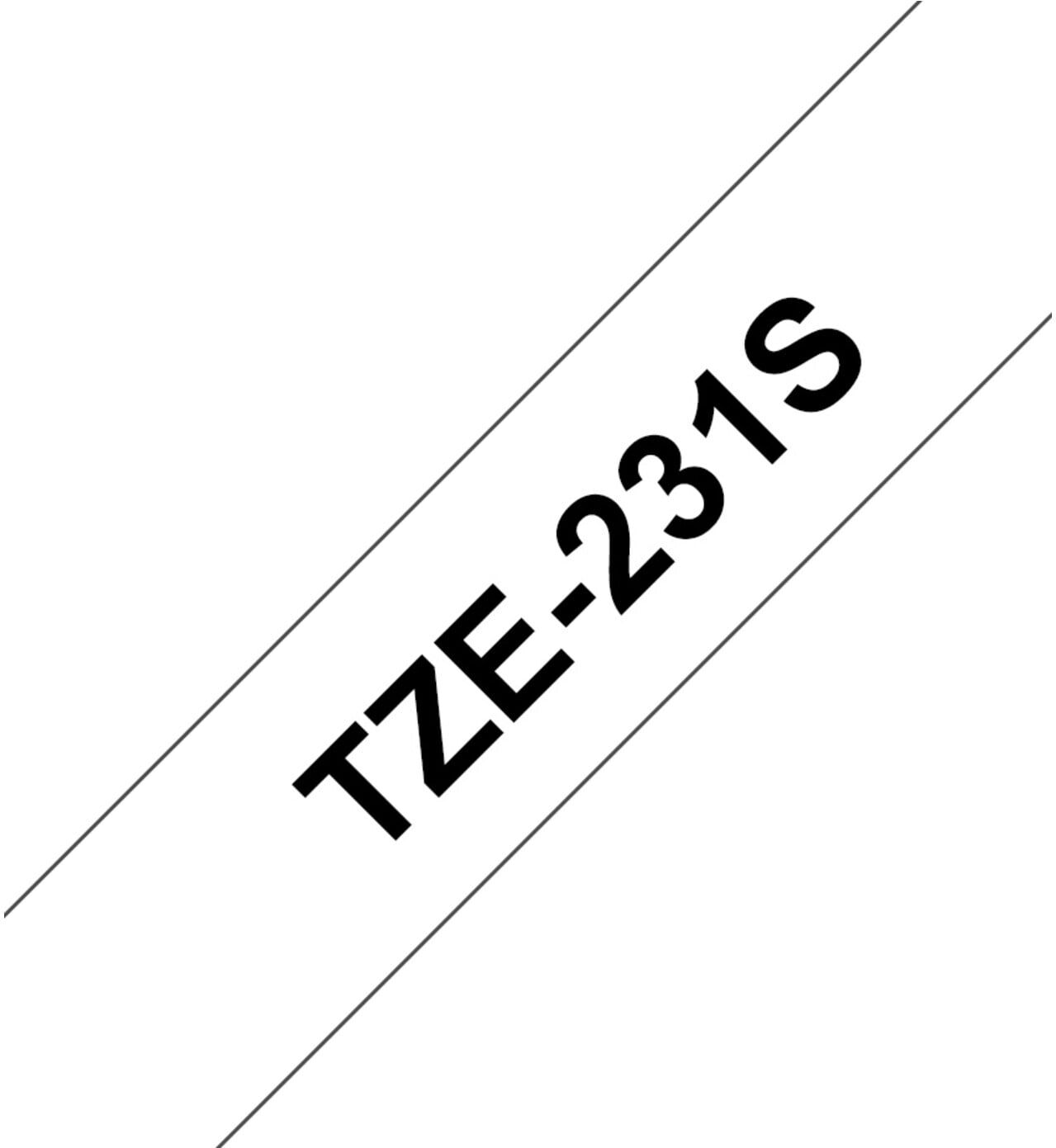 Brother Schriftbandkassette TZe-231S 12mm 4m weiß schwarz (TZE231S2)