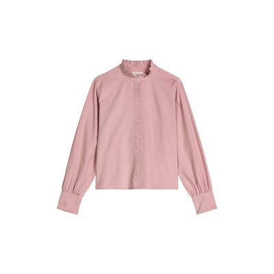 Langarmbluse MARC O'POLO "in samtiger Cord-Qualität", Damen, Gr. 40, rosa (misty rose), Obermaterial: 79% Baumwolle, 21% Lyocell, unifarben, regular fit bauchfrei, Manschette, Blusen