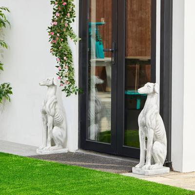 Glitzhome 32''H MGO Sitting Dog Garden Statue Indoor Outdoor Decoration