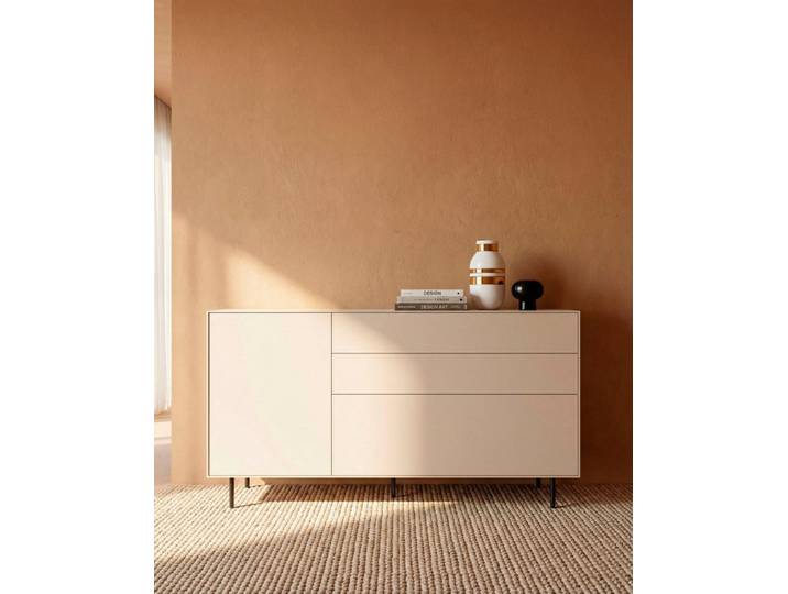 LeGer Home by Lena Gercke Sideboard Essentials, Kommode, Anrichte, Kombikommode, Schrank mit Metallfüßen, Breite: 166 cm, UV lackiert, Push-to-open-Funktion