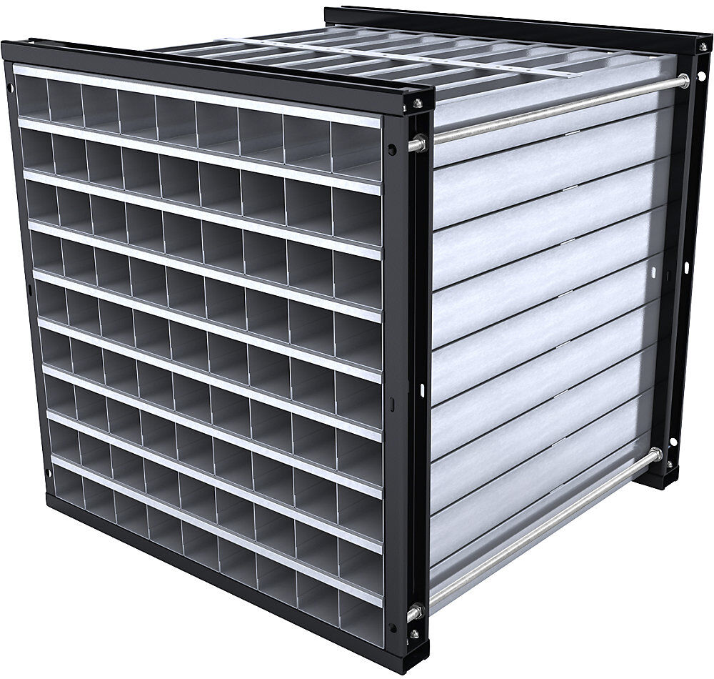 Wabenregal, HxBxT 1000 x 1000 x 1000 mm, 81 Wannen, 9 x 9 Fächer eurokraft pro