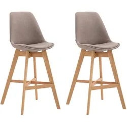 Décoshop26 - Set aus 2 modernen Barhockern/Hochstühlen in taupefarbenem Stoff 10_0001297