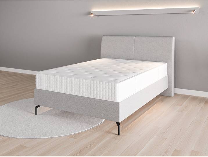Boxspringbett 140x200 Nr. 2 - Grau (Lichtgrau) - Feiner Strukturstoff