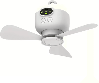 Inspire Essentials CampBreeze Portable Ceiling Fan Rechargeable Outdoor Camping Fan With LED white