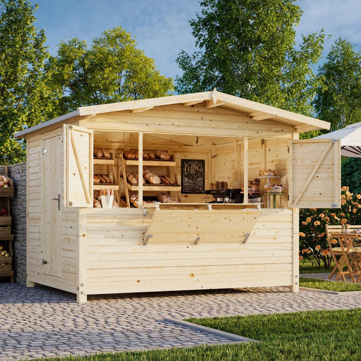 Losa Legnami Chiosco Marian pieghevole Casetta da giardino in legno impregnato 298x228 cm