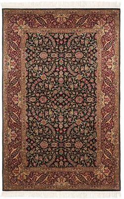 SAFAVIEH Couture Hand-Knotted Royal Kerman Traditional Black / Red Wool Rug