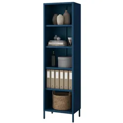 Jan Nowak Bücherregal Metall MARIO 5 Ebenen, Industrie-Design | Standregal Stahl Metallregal Büro Wohnzimmer Arbeitszimmer, 180x50x35cm Dunkelblau