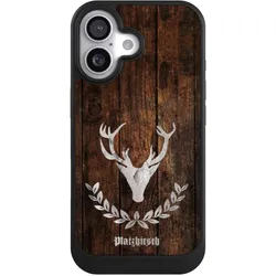 Nivocase Hülle für Apple iPhone 17 Handyhülle NIVOcore Case Schwarz Hirsch Holz Holzoptik (Apple iPhone 17), Smartphone Hülle, Schwarz