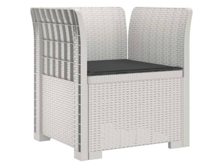KTHLBRH Sessel 1-Sitzer mit Kissen in Rattanoptik PP weiß Modulares Design, wetter- und UV-beständig, Kissen aus Polyester in Anthrazit, Kapazität 120 kg, für den Außenbereich
