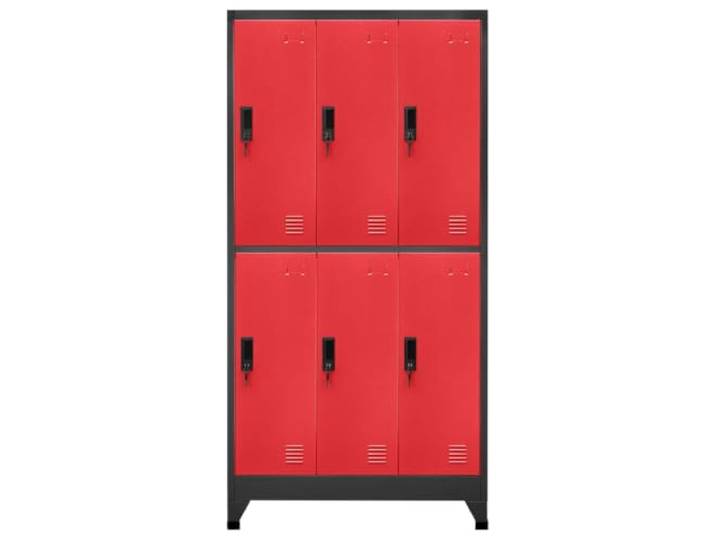 KLGBNCVE Schließfachschrank Anthrazit und Rot 90x45x180 cm Stahl Abschließbare Türen, Belüftungsöffnungen, Kleiderbügel, Namensschildhalter, Stahl, leicht zu reinigen