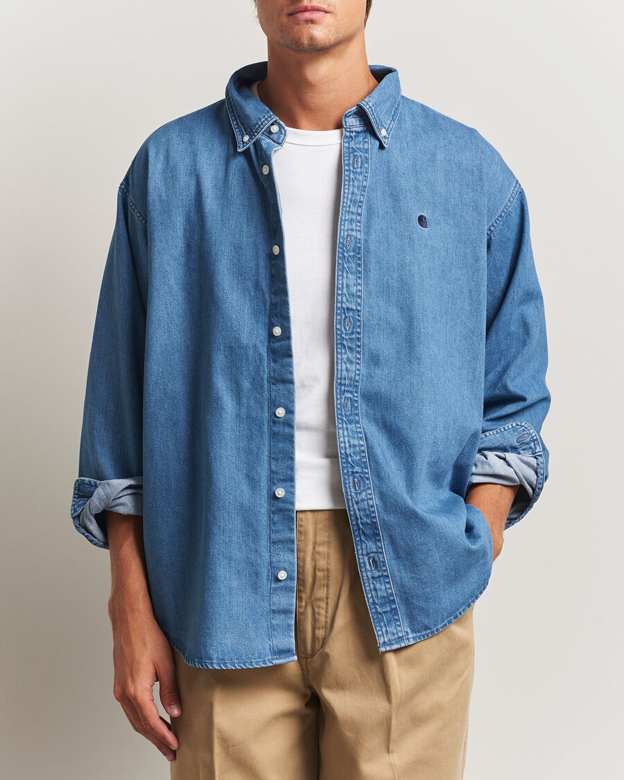 Carhartt WIP Lucas Denim Shirt Blue men XL Blå