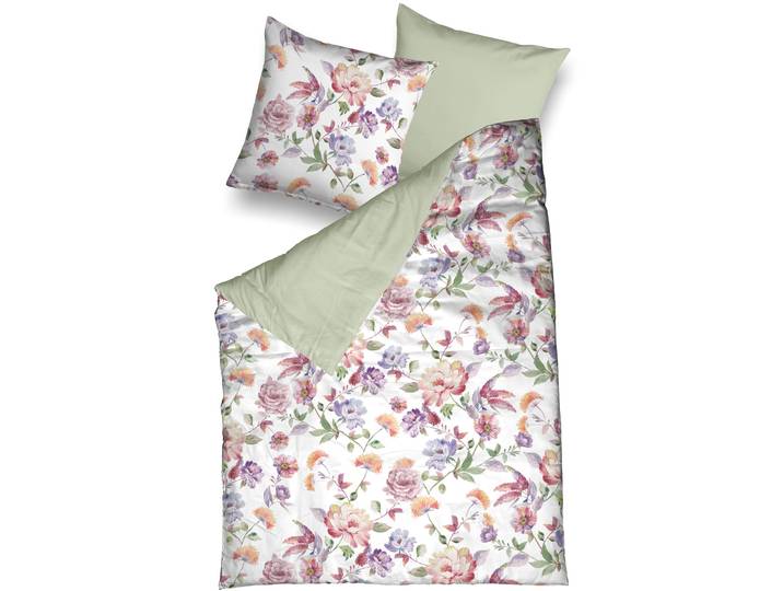 Wendebettwäsche CASATEX Marinella , bunt (rose), B/L: 155cm x 220cm, 1 Stk., 1 Stk., Interlock-Jersey, B/L: 80cm x 80cm, 2, Interlock-Jersey, Obermaterial: 100% Baumwolle, Bettwäsche, Wendebettwäsche, wunderschöne und sommerliche Wende-Bettwäsche