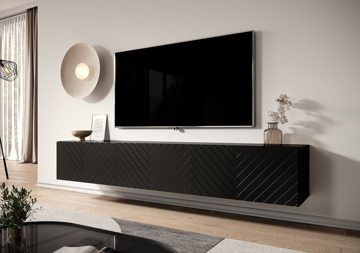 Meubella TV-meubel Bonzo Zwart Visgraat 180 cm