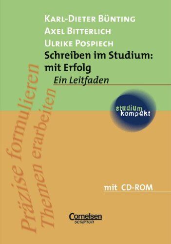 Axel Bitterlich - studium kompakt - Pädagogik: Schreiben im Studium: mit Erfolg: Studienbuch mit CD-ROM - Preis vom 04.10.2026 03:51:26 h