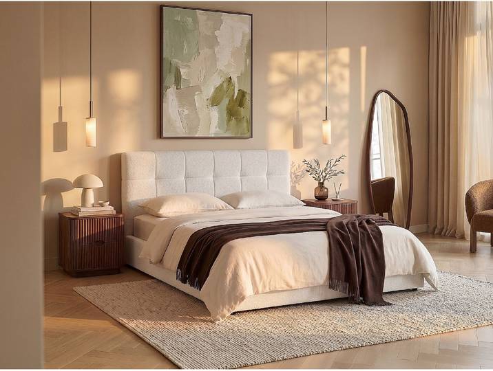 Bett mit Bettkasten 200 x 200 cm - Kunstfell - Weiß MAZIRI