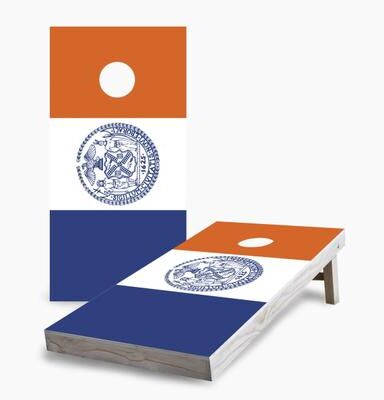 Skip's Garage New York City Flag Cornhole Boards