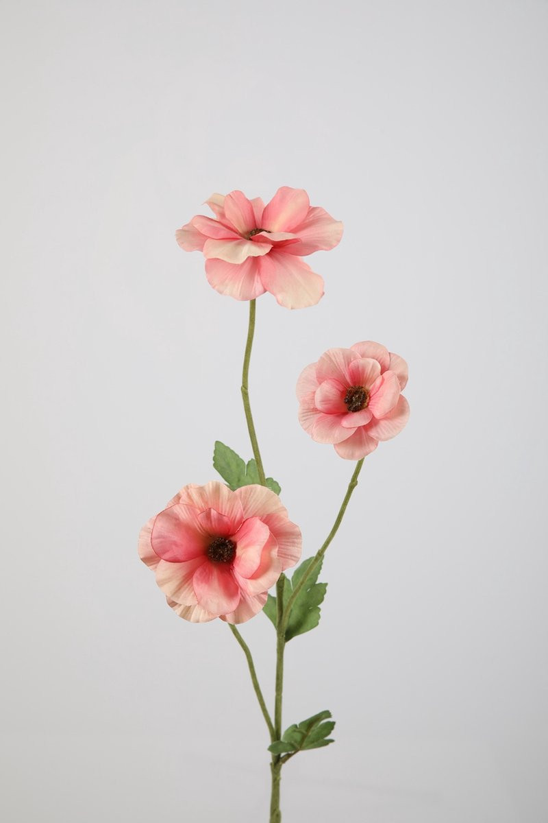 Trendybywave Kunstbloem Ranonkel - Roze zijden tak - Hoogte: 61 cm