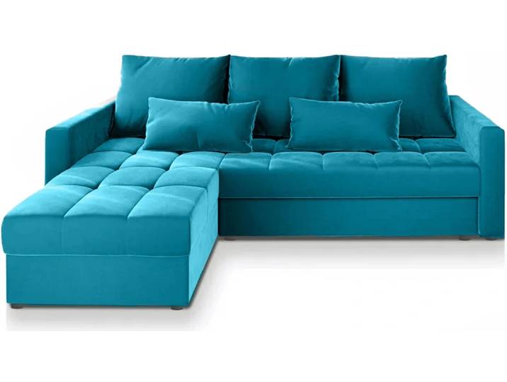 AKTION Blaues ausziehbares Ecksofa ZENOVA 220x140 cm, beidseitig II. Wahl