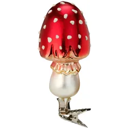 INGE-Glas Manufaktur Christbaumschmuck Glas Fliegenpilz auf Clip Weihnachtskugeln Weihnachtsbaum