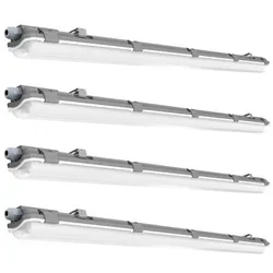 4x LED Wannen Leuchten Tages-Licht Industrie Lager Hallen Feucht Raum Decken Lampen Garagen Strahler
