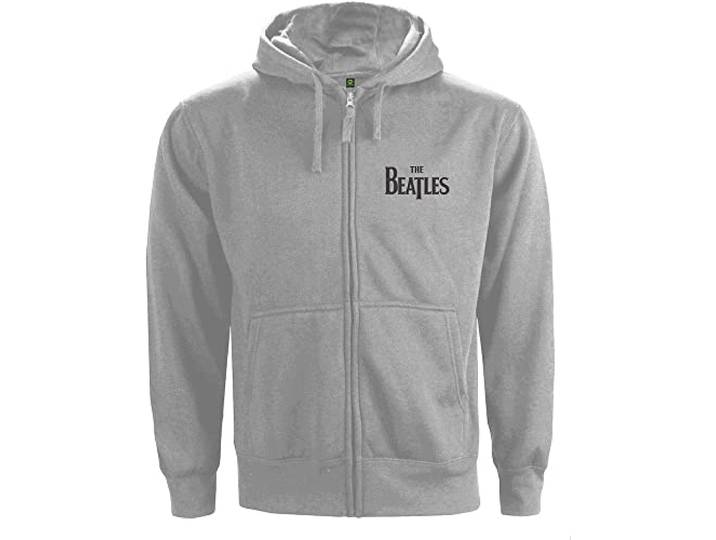 The Beatles Heren Beatles Drop T Logo Back Print Zipped Hoodie Grijs