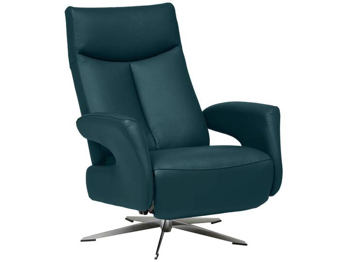 Welnova Relaxsessel, Blau, Metall, Echtleder, Color-Finish-Leder, 74x105x82 cm, Fussart wählbar, Lederauswahl, Wohnzimmer, Sessel, Relaxsessel