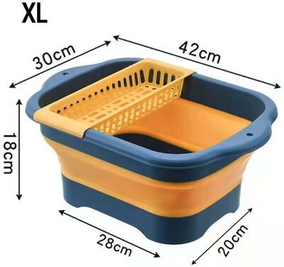 The Handy Homestead Collapsible Silicone Colander Basket For Fruit Vegetable Washing And Kitchen Draining yellow