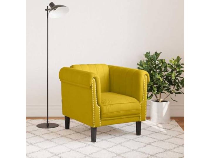 KTHLBRH Gelber Sessel aus Samt 80 x 77 x 74 cm Robuste Beine, dicke Polsterung, modernes Design, maximale Belastung 110 kg
