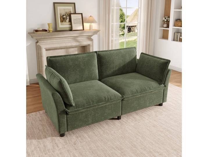 MODFU Sofa Modulares Sitzmöbel mit dicken Polstern & Kissen, 1 Teile, Chenille, 2 Armkissen, 65 cm Sitz