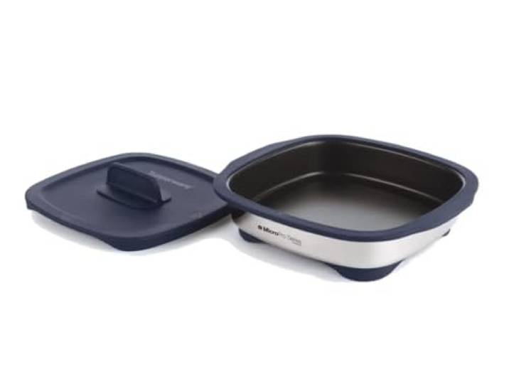 Tupperware Micro Pro Grill 24 x 27 cm - Grillen in der Mikrowelle Fleisch Fisch Und Gemüse Bräunen, Deckel Mit 2 Positionen, Knusprig Und Goldbraun, Ohne Aufsicht, Praktisch In Profiqualität