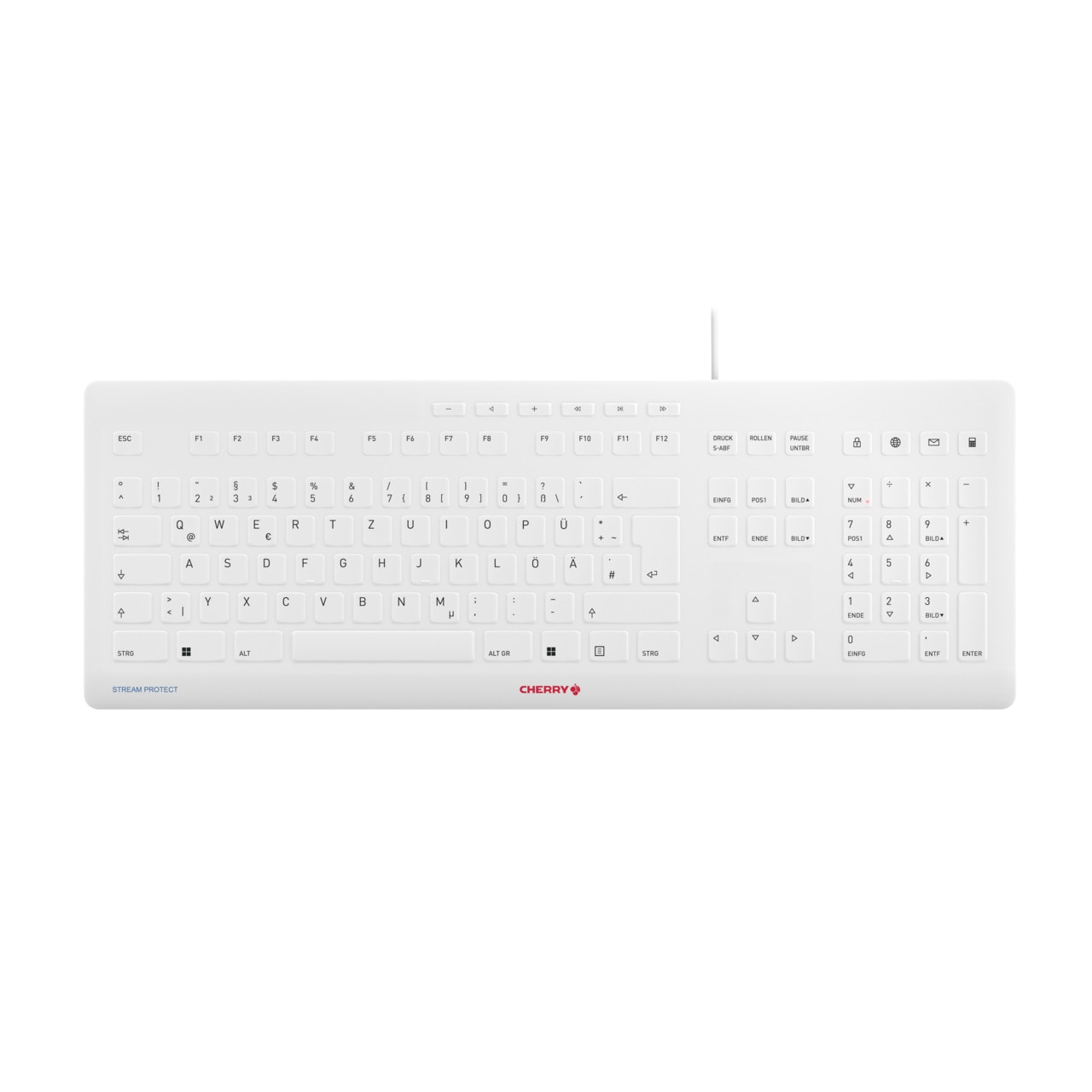 Cherry STREAM PROTECT Tastatur kabelgebunden, Weiß