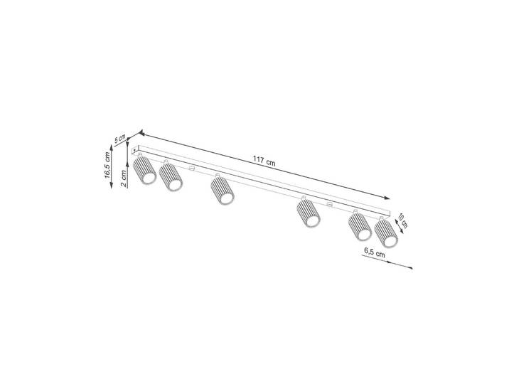 Deckenstrahler Karbon, schwarz, Länge 117 cm, Alu, 6-flg. Karbon SOLLUX LIGHTING, dimmbar, schwarz, für Wohn- / Esszimmer, Aluminium, Modern