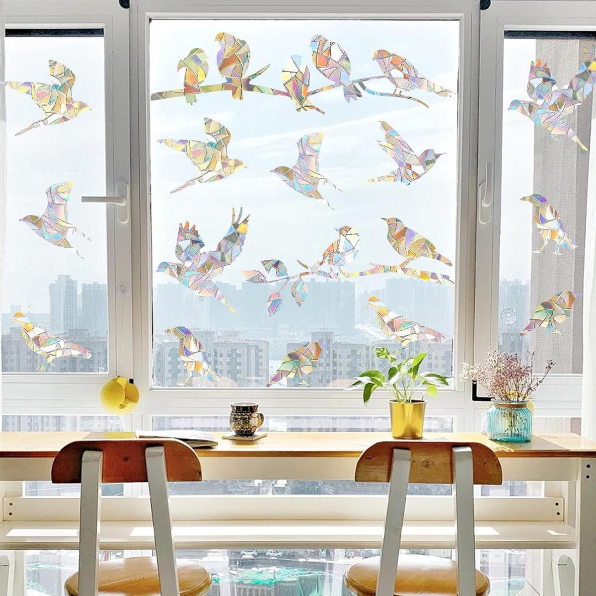 20 stuks UV-reflecterende witte raamstickers om vogels te beschermen