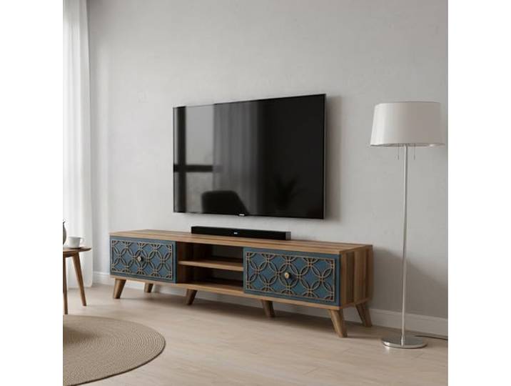 Dmora Tv-Möbel Atlux 180x35x44 cm Braun 2 Regale 4 Fächer