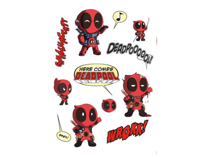 Wandtattoo KOMAR Deadpool Cute - Grösse 50 x 70 cm , rot (rot, schwarz), B:50cm H:70cm, Folie, Wandtattoos, Wandtattoo, selbstklebend, Wandsticker, Kinderzimmer
