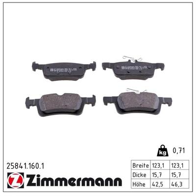 ZIMMERMANN Bremsbelagsatz, Scheibenbremse 258411601 Hinterachse für Citroën/Peugeot Peugeot (DF-PSA)