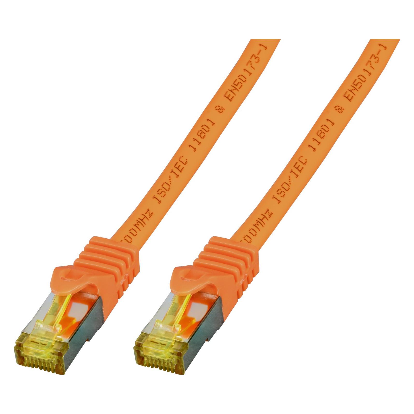 EFB Elektronik RJ45 Patchkabel S/FTP, Cat.6A, LSZH,Cat.7 Rohkabel, 0,15m, orange Das geschirmte Cat.6A RJ45 Patchka (S/FTP, CAT6a, 0.15 m) (MK7001.0)