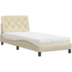 vidaXL Bett mit Matratze Creme 90x190 cm Stoff