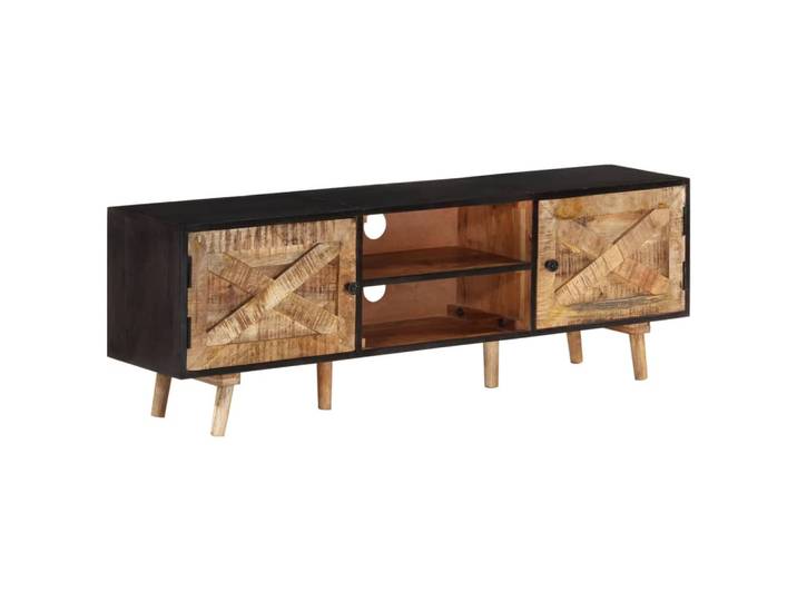 vidaXL TV-Schrank 140x30x46 cm Rohes Mangoholz und Massivholz Akazie