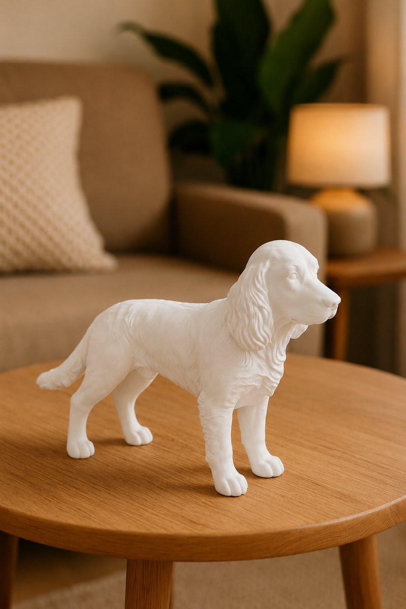 Decoratief Engelse Cockerspaniël Hondenbeeldje - Wit - 3D geprint