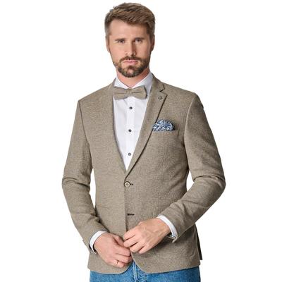 Fliege VENTI "VENTI Set aus Fliege und Einstecktuch gemustert", Herren, weiß (weißbeige), 52% Polyester, 47% Baumwolle, 1% Elasthan, Fliegen
