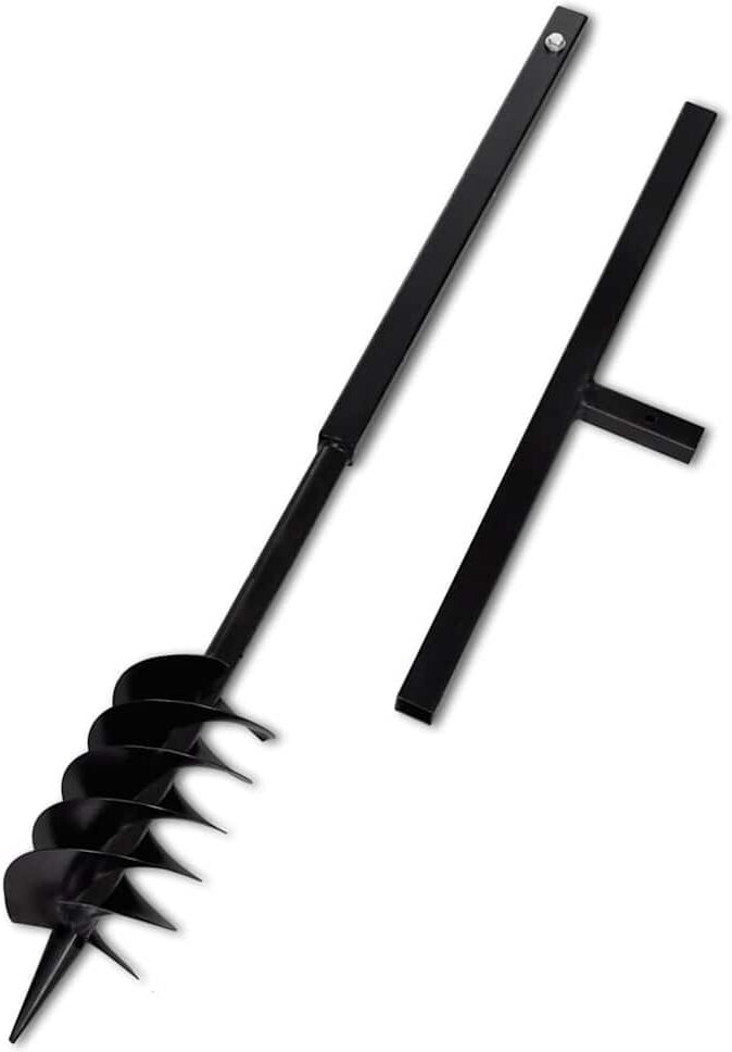 vidaXL Tarière de sol avec mèche de tarière spirales 120 mm Acier Noir