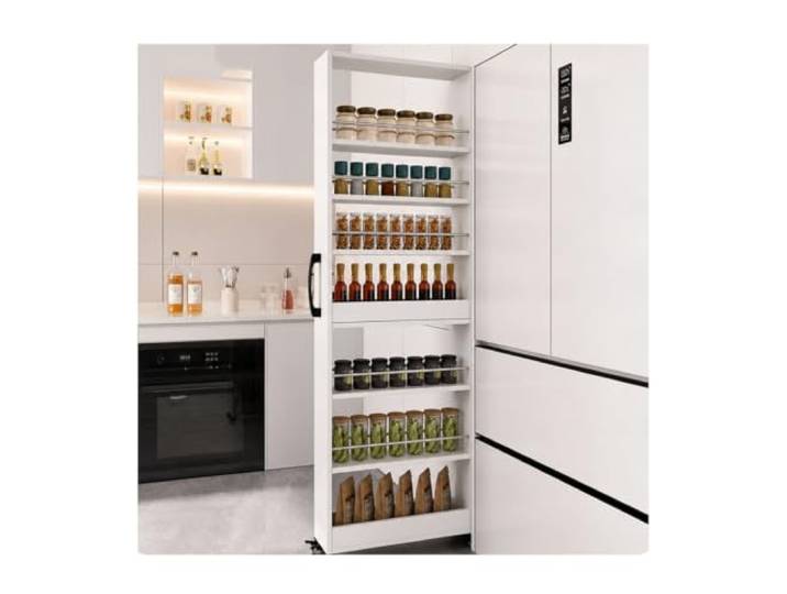 MJJRWF Schmaler Rollbarer Ausziehbarer Küchenregal Platzsparender Schrank für Engstellen, Stabile Konstruktion, Leichtgängige Rollen(Style 1,20x45x184cm)