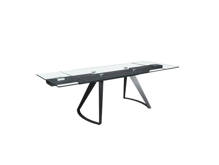 Angel Cerda Ausziehbarer Esstisch, rechteckig, Sicherheitsglas und schwarzer Stahl, Schwarz, Metall, Mode, Rechteckig,Rechteckig, 180x75x100 cm, Esszimmer, Esstische