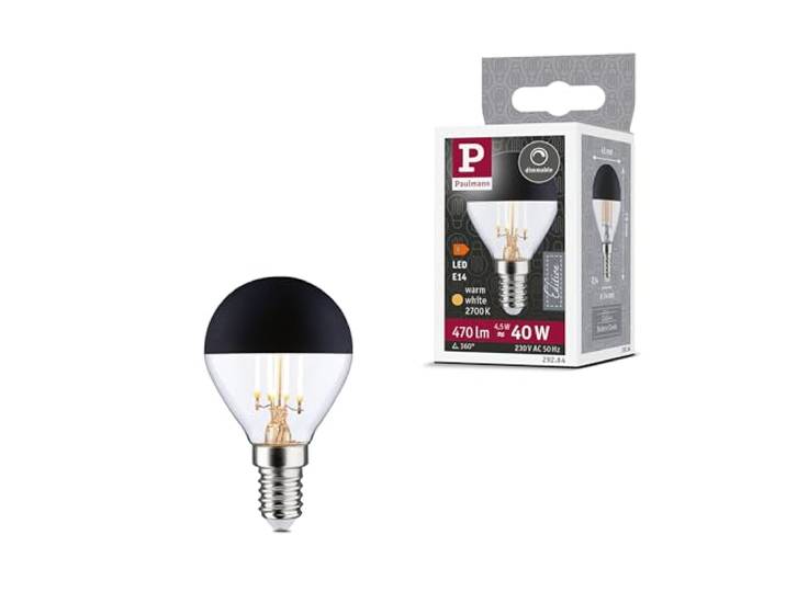Paulmann 29264 Modern Classic Edition Standard 230V LED Tropfen Kopfspiegel E14 470lm 4,5W 2700K dimmbar Kopfspiegel Schwarz matt