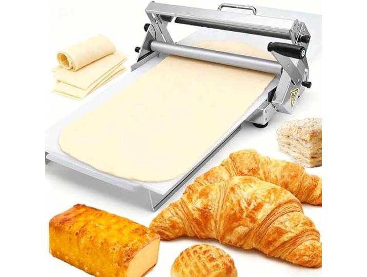 GZGHRZQS Faltbare Teigrollmaschine Manuelle Teigausrollmaschine aus Edelstahl Compact Manual Dough Rolling Machine Nudelmaschine Teigdicke 0–25mm Für Pizza, Croissants, Teig und Blätterteig