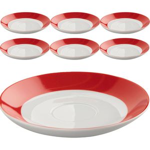 Van-Well Untertasse Vario, rot, Porzellan, rund, Ø 14,5 cm, 6 Stück