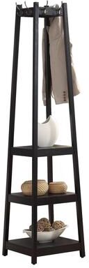 DEVERA Modern Wood Coat Rack with 3-Tier Storage Shelves