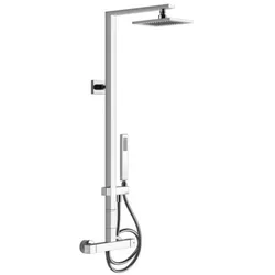 Gessi Rettangolo Duschsäule mit Aufputz-Thermostat, automatischer Umstellung, Höhe 106 cm, mit Kopfbrause 216x140 mm und Handbrause, 23447031, Farbe: Chrom